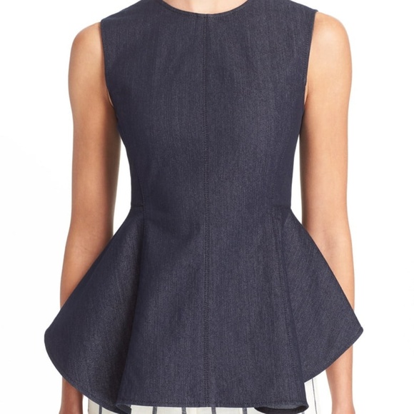 Theory Kalsing Sleeveless Denim Peplum Top - Picture 2 of 7